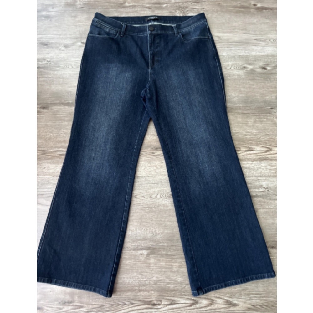 Lafayette 148 New York Mercer Kick Flare Jeans Womens 10 Dark Wash High Rise